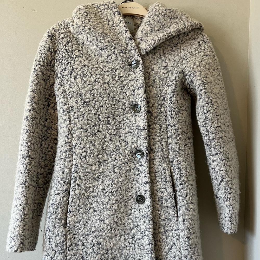 Cole Haan Women’s Signature Asymmetrical Walker Coat Marled Grey Coat - Picture 4 of 6